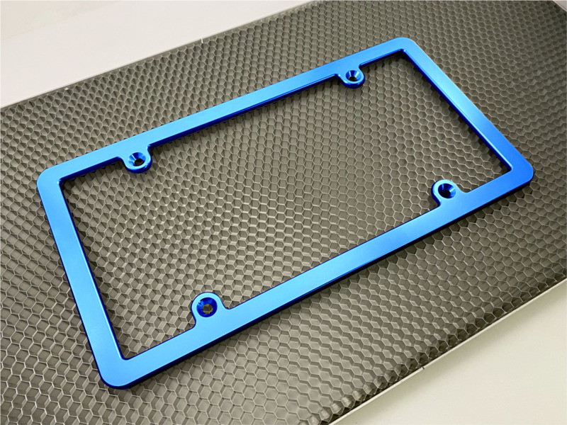Billet Aluminum License Plate Frame - Slim Line (Blue)